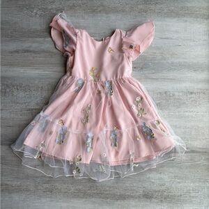 Rare Editions Pink and Blue Floral Kids Dress